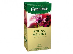 Чай Greenfield Спринг Мелоди (черный чай, листья черной смородины, чабрец, мята), 2 × 100